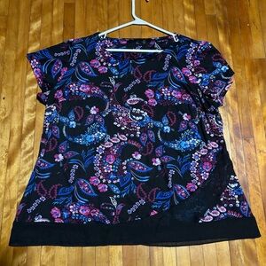 Roz & Ali Black Flutter Sleeve Blouse